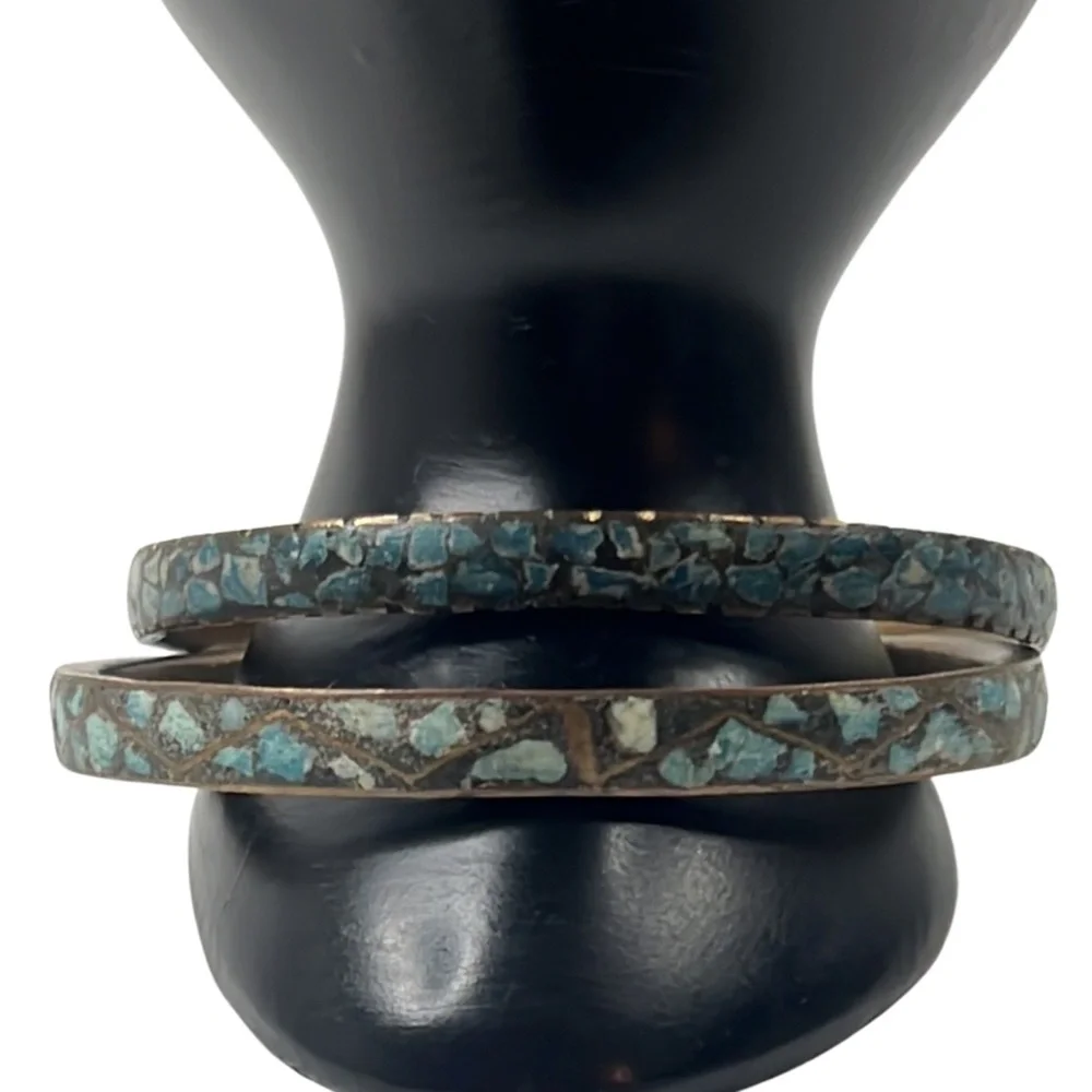 Vintage Brass Turquoise Bracelets